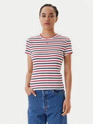 Tommy Jeans T-Shirt Essential DW0DW17383 Kolorowy Slim Fit. T-shirty Tommy Jeans, xxs, bez wzorów, z bawełny, bez kołnierzyka, bez ramiączek. Za 149.99 zł.