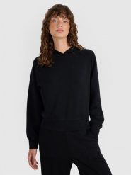 4F Bluza dresowa nierozpinana z modalem damska - czarna XL. Czarne bluzy 4f, l, bez wzorów, z dresówki, z kapturem. Za 199.99 zł.