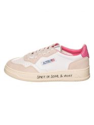 AUTRY Skórzane sneakersy "Medalist" w kolorze biało-beżowo-różowym rozmiar: 38. Brązowe trampki AUTRY, bez wzorów, bez zapięcia. Za 482.03 zł.