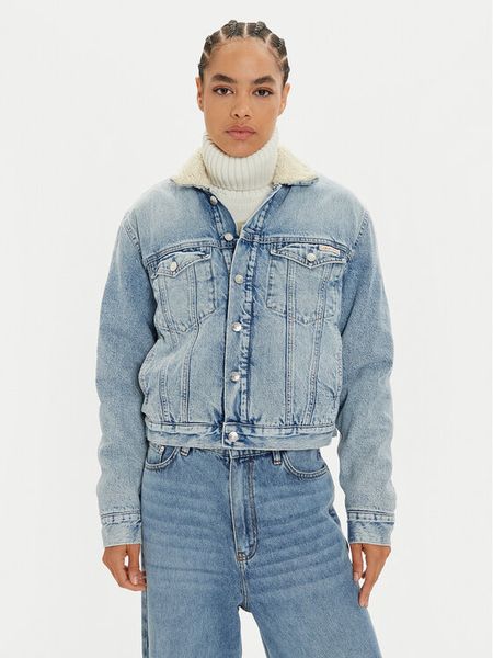 Calvin Klein Jeans Kurtka jeansowa J20J224096 Niebieski Regular Fit. Niebieskie kurtki Calvin Klein Jeans, l, bez wzorów, z bawełny, bez kaptura. Za 559.99 zł.
