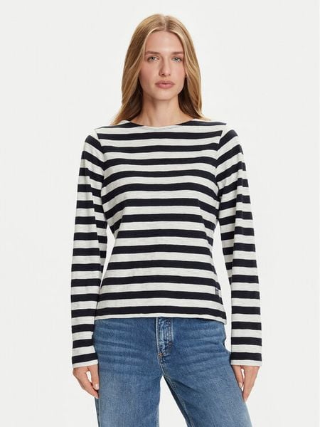 Marc O'Polo Bluzka 508 3014 52145 Granatowy Relaxed Fit. Niebieskie bluzki Marc O'Polo, l, bez wzorów, z bawełny, bez kołnierzyka, bez ramiączek. Za 209.99 zł.