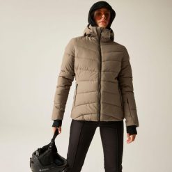 Kurtka narciarska damska z membraną Glacier Dare 2b. Brązowe kurtki narciarskie Dare 2b, bez wzorów, z puchu, bez kaptura, narciarskie. Za 1,049.99 zł.