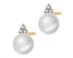 Kolczyki z żółtego złota z diamentami i perłami - próba 375. Żółte kolczyki Apart, z diamentem, złote. Za 1,159.00 zł.