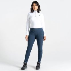 Damskie legginsy sportowe Melodic II. Niebieskie legginsy Dare 2b, bez wzorów, z softshellu, trekkingowe. W wyprzedaży za 139.99 zł.