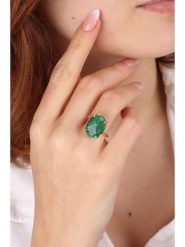 Pierres delicates Pozłacany pierścionek z agatem rozmiar: onesize. Żółte pierścionki Pierres delicates, z agatem, pozłacane. Za 87.19 zł.