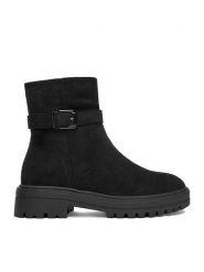 DeeZee Botki HX22020-2 Czarny. Czarne botki DeeZee, bez wzorów, z materiału, bez obcasa, na płaskiej podeszwie, bez zapięcia. Za 189.99 zł.