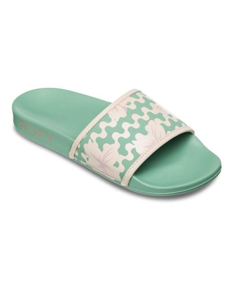 Klapki basenowe damskie SLIPPY IV. Czerwone klapki Roxy, bez wzorów, z gumy, bez obcasa. Za 129.99 zł.