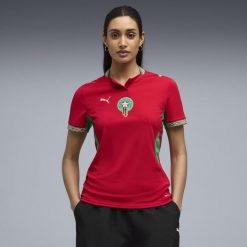 Damska koszulka domowa Maroko 2026 PUMA. Brązowe bluzki Puma, l, bez wzorów, sportowe, bez kołnierzyka, bez ramiączek. Za 429.00 zł.