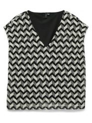 Vero Moda Bluzka w kolorze czarno-kremowym rozmiar: M. Czarne bluzki Vero Moda, m, bez wzorów, bez kołnierzyka, bez ramiączek. Za 93.51 zł.