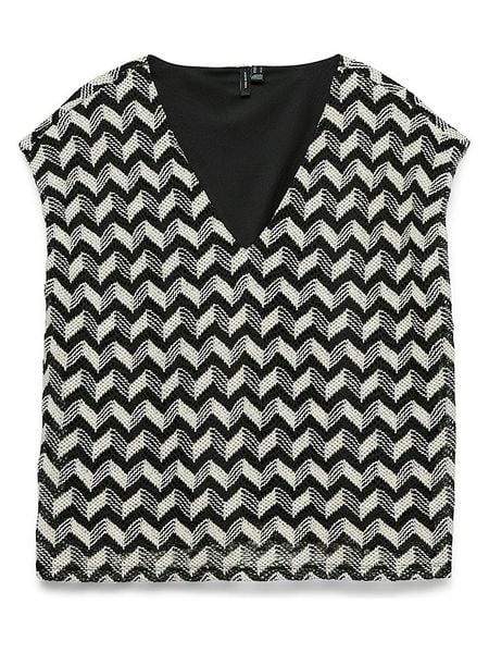 Vero Moda Bluzka w kolorze czarno-kremowym rozmiar: M. Czarne bluzki Vero Moda, m, bez wzorów, bez kołnierzyka, bez ramiączek. Za 90.95 zł.