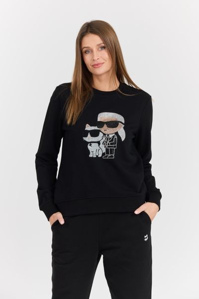 KARL LAGERFELD Czarna damska bluza z cyrkoniami Ikonik 2.0, Rozmiar S. Czarne bluzy KARL LAGERFELD, s, bez wzorów, z materiału, bez kaptura. W wyprzedaży za 612.99 zł.