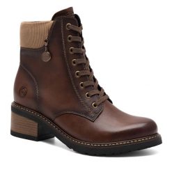 Botki Remonte. Brązowe botki Remonte, bez wzorów, bez obcasa, na słupku, bez zapięcia. Za 499.99 zł.