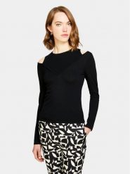 Sisley Sweter 1B7YM104G Czarny Slim Fit. Czarne swetry Sisley, xs, bez wzorów, z syntetyku, bez ramiączek. Za 79.99 zł.