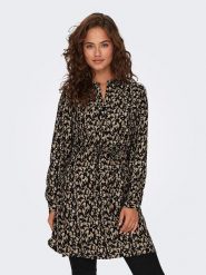 ONLY Sukienka w kolorze jasnobrązowo-czarnym rozmiar: XL. Brązowe sukienki Only, na co dzień, xl, bez wzorów, z tkaniny, bez kołnierzyka, bez ramiączek, mini, proste. Za 122.96 zł.