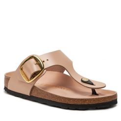 Japonki Birkenstock. Brązowe klapki Birkenstock, bez wzorów, bez obcasa. Za 719.99 zł.