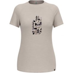 Koszulka z krótkim rękawem damska ODLO Merino Tencel 130 Heritage. Szare koszulki sportowe Odlo, bez wzorów, bez ramiączek. W wyprzedaży za 328.30 zł.
