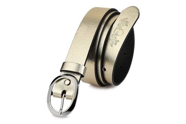 Beltimore skórzany damski pasek do spodni 3 cm złoty U46 : Kolory - żółty, złoty, Rozmiar pasków - r.85-100 cm. Żółte paski bez wzorów, klasyczne. Za 52.70 zł.