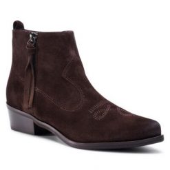 Gino Rossi 71321-02W Brązowy. Brązowe botki Gino Rossi, bez wzorów, ze skóry, bez obcasa, bez zapięcia. Za 349.99 zł.