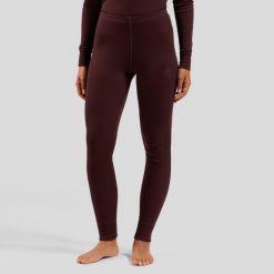 Spodnie termoaktywne damskie ODLO Active Warm Bl Bottom Long. Brązowe bielizna sportowa Odlo, bez wzorów. Za 209.99 zł.