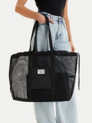 Guess Jeans Torebka WBEO-GUESS-M-003-09 Czarny. Czarne shopper Guess Jeans, z aplikacjami, z jeansu, bez dodatków. Za 159.99 zł.