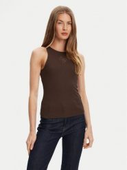 Guess Top W5GP57 KCV52 Brązowy Regular Fit. Brązowe topy Guess, xxl, z aplikacjami, z syntetyku, bez kołnierzyka, bez ramiączek. Za 159.99 zł.