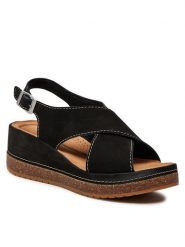 Clarks Sandały Kassanda Step 26177299 Czarny. Czarne sandały Clarks, bez wzorów, z nubiku, bez obcasa, na koturnie, bez zapięcia. Za 539.99 zł.