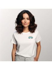 WOOOP Koszulka "Blue van" w kolorze białym rozmiar: L. Białe bluzki Wooop, l, bez wzorów, z bawełny, bez kołnierzyka, bez ramiączek. Za 70.08 zł.