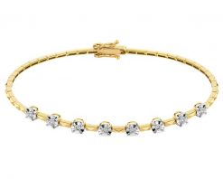 Bransoletka z żółtego złota z brylantami - 19 cm - 0,24 ct - próba 585. Żółte bransoletki Apart, z brylantem, złote. Za 8,490.00 zł.