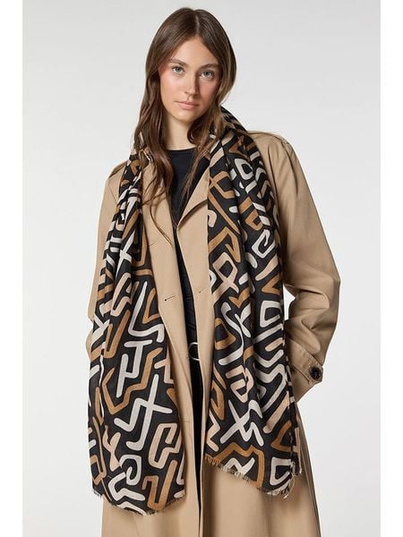 Lucky Bees Szal w kolorze beżowo-jasnobrązowo-czarnym - 180 x 75 cm rozmiar: onesize. Brązowe szaliki Lucky Bees, bez wzorów, z materiału. Za 87.40 zł.