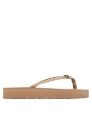 Tommy Hilfiger Japonki Elevated Chic Beach Sandal FW0FW08523 Beżowy. Brązowe klapki TOMMY HILFIGER, bez wzorów, ze skóry, bez obcasa. Za 129.99 zł.