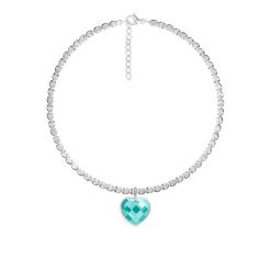 Bransoletka Hearts z posrebrzanym sercem z turkusowym kryształem. Niebieskie bransoletki Lilou, posrebrzane. Za 208.00 zł.