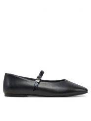 Calvin Klein Baleriny Ballerina New Buckle - Lth HW0HW02483 Czarny. Czarne baleriny Calvin Klein, bez wzorów, ze skóry, bez obcasa. Za 319.99 zł.