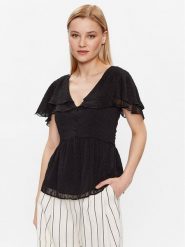 NAF NAF Bluzka Halbala XENC40 Czarny Regular Fit. Czarne bluzki NAF NAF, bez wzorów, z syntetyku, bez kołnierzyka, bez ramiączek. Za 109.99 zł.