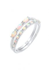 Elli Zestaw damski z syntetycznym opalem w stylu vintage, pozłacany 925 Sterling Silver. Pierścionki 1 ct Damski. Szare pierścionki Elli, z opalem, pozłacane. Za 378.99 zł.