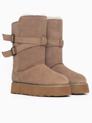 Gooce Skórzane kozaki zimowe "Huntspill Waterproof" w kolorze beżowym rozmiar: 38. Brązowe kozaki Gooce, na zimę, z materiału, bez obcasa, na platformie, bez zapięcia. Za 282.99 zł.