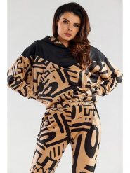 Awama Bluza w kolorze beżowo-czarnym rozmiar: L/XL. Brązowe bluzy Awama, l, bez wzorów, z kapturem. Za 166.45 zł.