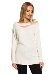 Made of emotion Sweter w kolorze kremowym rozmiar: S/M. Brązowe swetry Made Of Emotion, m, bez wzorów, bez ramiączek. Za 52.92 zł.