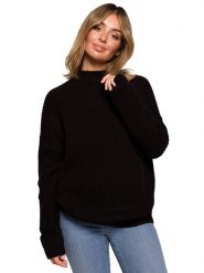 Be Wear Sweter w kolorze czarnym rozmiar: L/XL. Czarne swetry Be Wear, l, bez wzorów, ze splotem, bez ramiączek. Za 140.86 zł.
