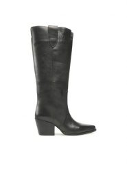 Badura Kozaki 222FW93 Czarny. Czarne kozaki Badura, ze skóry, bez obcasa, na słupku, bez zapięcia. Za 429.99 zł.