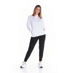 Bluza z zamek błyskawiczny na co dzień na siłownię. Białe bluzy LEONE 1947 APPAREL, xl, bez wzorów, z bawełny, bez kaptura. W wyprzedaży za 224.31 zł.