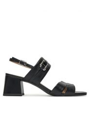 Caprice Sandały 9-28301-44 Czarny. Czarne sandały Caprice, bez wzorów, ze skóry, bez obcasa, na słupku, bez zapięcia. Za 217.99 zł.