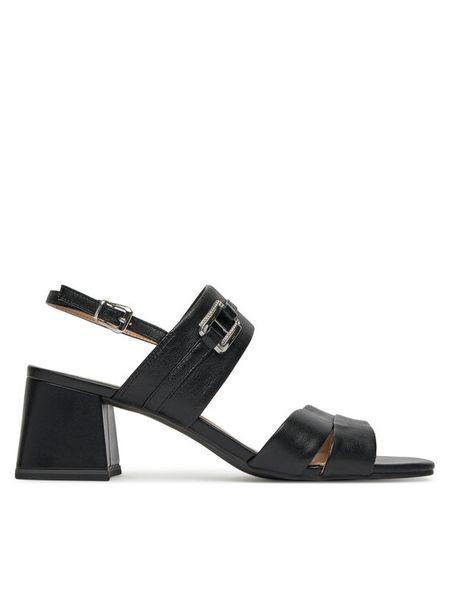 Caprice Sandały 9-28301-44 Czarny. Czarne sandały Caprice, bez wzorów, ze skóry, bez obcasa, na słupku, bez zapięcia. Za 160.99 zł.
