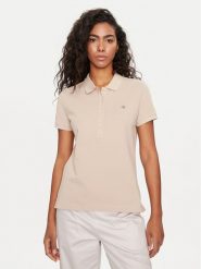 Gant Polo Shield 4200870 Beżowy Slim Fit. Brązowe koszulki polo GANT, s, bez wzorów, z bawełny, bez kołnierzyka, bez ramiączek. Za 329.99 zł.