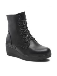 Clara Barson Trzewiki WS122-04 Czarny. Czarne botki Clara Barson, bez wzorów, ze skóry, bez obcasa, na koturnie, bez zapięcia. Za 127.99 zł.