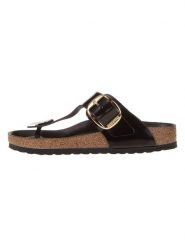 Birkenstock Skórzane japonki "Gizeh" w kolorze czarnym rozmiar: 39. Czarne klapki Birkenstock, bez wzorów, z otwartym noskiem, bez obcasa. Za 573.71 zł.