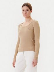 Guess Bluzka V4BP07 K8RT2 Beżowy Regular Fit. Brązowe bluzki Guess, xl, z aplikacjami, z wiskozy, bez kołnierzyka, bez ramiączek. Za 199.99 zł.