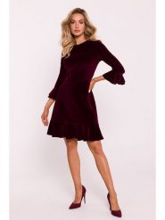 Made of emotion Aksamitna sukienka w kolorze ciemnoczerwonym rozmiar: L. Czerwone sukienki Made Of Emotion, l, bez wzorów, bez kołnierzyka, bez ramiączek, midi. Za 219.99 zł.