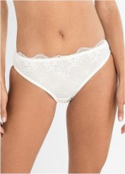 Figi z bawełny organicznej. Białe figi bonprix, bez wzorów, z bawełny. Za 39.99 zł.