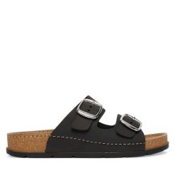 Klapki Scholl. Czarne klapki Scholl, bez wzorów, bez obcasa. Za 409.99 zł.