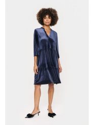 SAINT TROPEZ Aksamitna sukienka w kolorze granatowym rozmiar: L. Niebieskie sukienki Saint Tropez, na co dzień, l, bez wzorów, bez kołnierzyka, bez ramiączek, midi, proste. Za 126.99 zł.